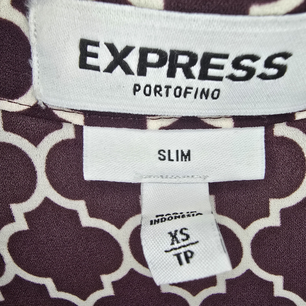 Express Geometric Patterned Women's Top - Burgund… - image 5